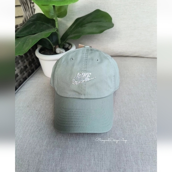 Green Bling Nike Hat Cotton Adjustable Cap made with Crystals NWT Futura